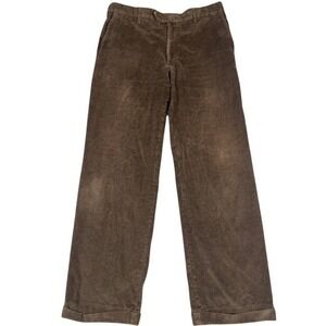 Berle Corduroy Trousers Mens 40 Brown Straight Leg Wide Wale Cuffed Flat Front